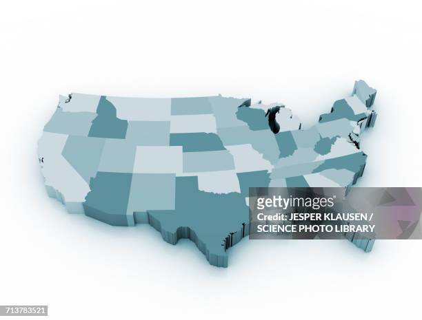 illustrazioni stock, clip art, cartoni animati e icone di tendenza di map of the usa - stati uniti d'america
