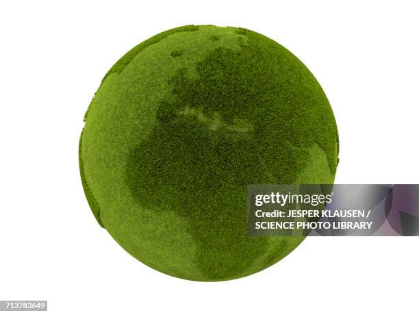 green globe covered in grass - globe navigational equipment stock illustrations