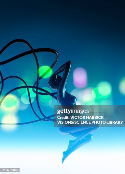 female robot with cables in back - little dancer sculpture stock illustrations