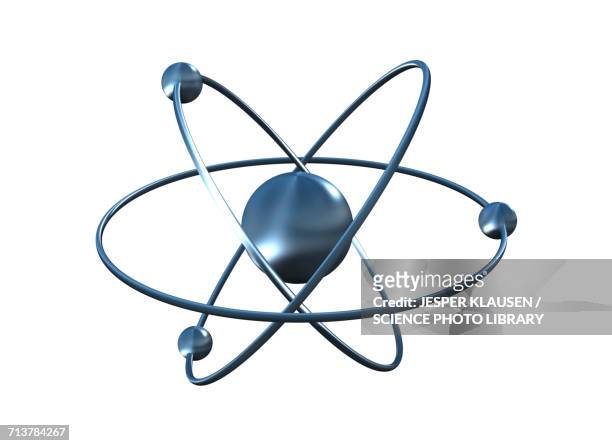 illustrazioni stock, clip art, cartoni animati e icone di tendenza di nucleus and atoms - atomo