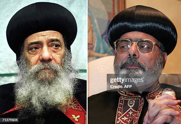 Combo picture shows Pope Shenuda III , the current Patriarch of the Egypt-based Coptic Orthodox church and rebel priest Maximus I , who has decided...