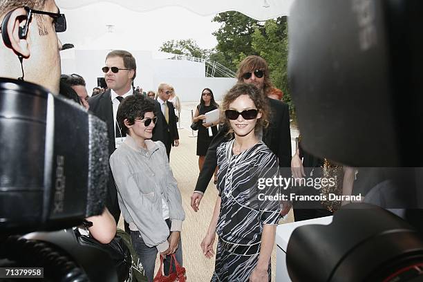 French actress Vanessa Paradis and Audrey Tautou attend the Chanel Haute Couture Fall-Winter 2006/07 Fashion show during Paris Fashion Week at...