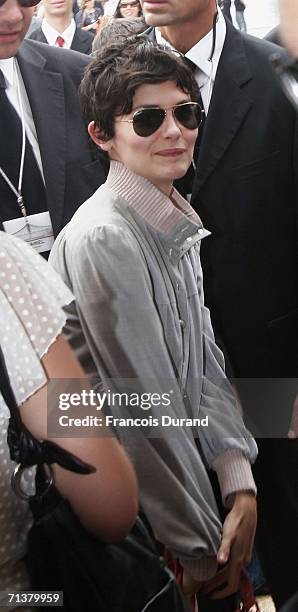 French actress Audrey Tautou attends the Chanel Haute Couture Fall-Winter 2006/07 Fashion show during Paris Fashion Week at Pelouse de St Cloud on...