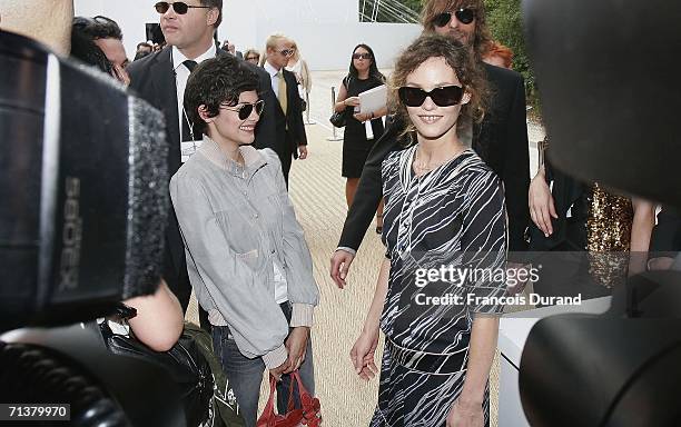 French actress Vanessa Paradis and Audrey Tautou attend the Chanel Haute Couture Fall-Winter 2006/07 Fashion show during Paris Fashion Week at...