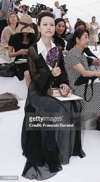 Chinese actress Hoe Lei attends the Chanel Haute Couture Fall-Winter 2006/07 Fashion show during Paris Fashion Week at Pelouse de St Cloud on July 6,...
