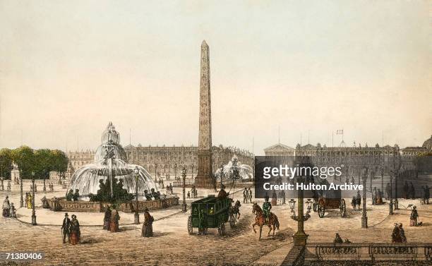 The Place de la Concorde in Paris, looking toward the Hotel de Crillon and the French Naval Ministry on either side of the Rue Royale, circa 1850. At...