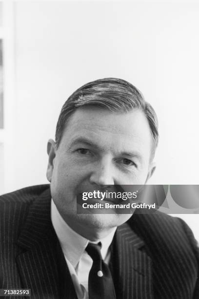 American financier David Rockefeller sits for a portrait, 1967.