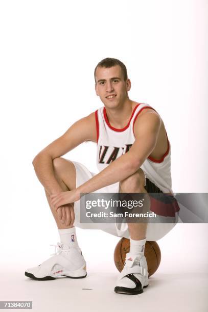 Sergio Rodriguez, the Portland Trail Blazers' new draft pick, poses during a portrait session July 6, 2006 in Portland, Oregon. Rodriguez, who played...