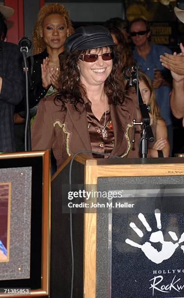 Jessi Colter, wife of the late Waylon Jennings, attends Kris Kristofferson's and her husband's induction into Hollywood's Rockwalk at the Guitar...