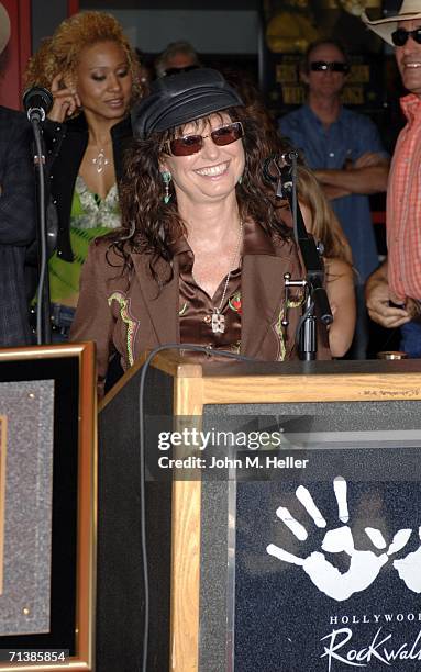 Jessi Colter, wife of the late Waylon Jennings, attends Kris Kristofferson's and her husband's induction into Hollywood's Rockwalk at the Guitar...