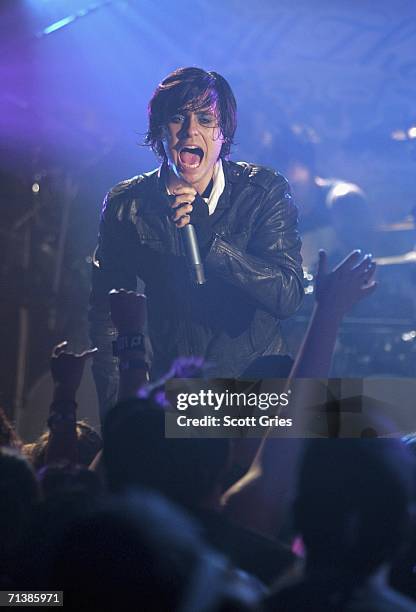 Actor Jared Leto performs with his band 30 Seconds To Mars during a taping of MTV2's "All That Rocks" at CBGB's on July 6, 2006 in New York City.