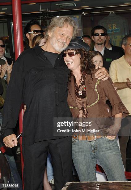 Kris Kristofferson and Jessi Colter, wife of the late Waylon Jennings, attend Kris's Induction into Hollywood's Rockwalk at the Guitar Center on July...