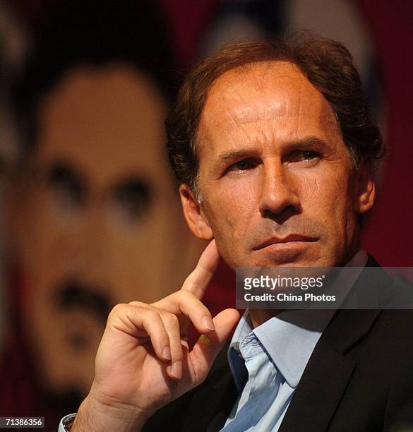 Franco Baresi, formerly of AC Milan, attends a press conference to help promote the new "Milan Junior Camp" on July 6, 2006 in Beijing, China.