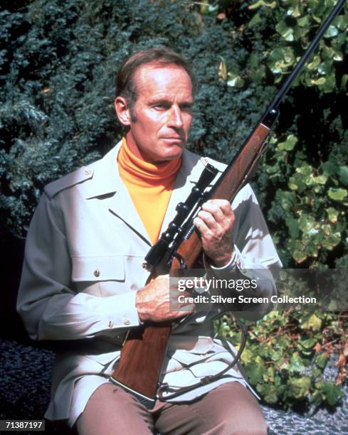 American actor Charlton Heston stars as apocalypse survivor Robert Neville in the science fiction classic 'The Omega Man', directed by Boris Sagal...