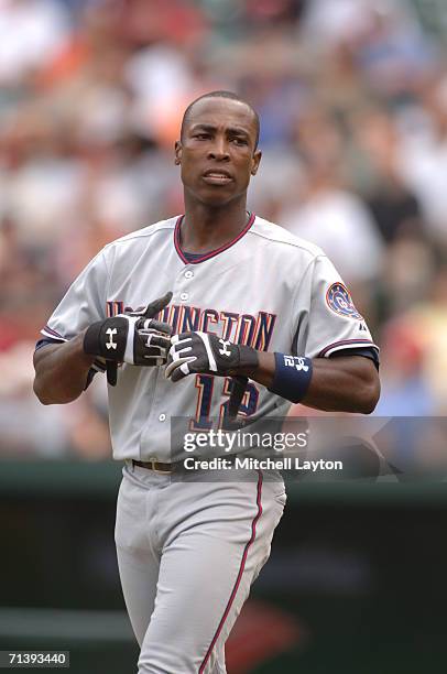 Alfonso Soriano of the Washington Nationals during a baseball game against the Baltimore Orioles on June 25, 2006 at RFK Stadium in Washington D.C....