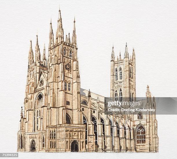 artwork of canterbury cathedral. - kent england stock-grafiken, -clipart, -cartoons und -symbole