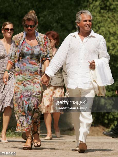 Producer Antonio Geissler and his wife Petra attend the wedding of German TV host Guenther Jauch at the Belvedere Palace on July 7, 2006 in Potsdam,...
