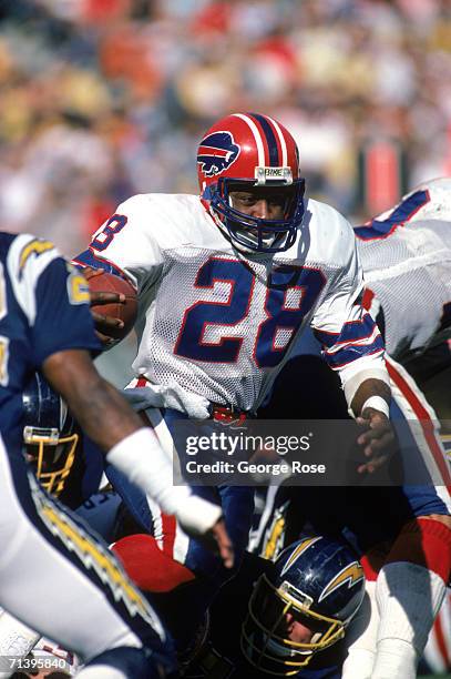 Running back Greg Bell of the Buffalo Bills hustles for yards during a game against the San Diego Chargers at Jack Murphy Stadium on December 1, 1985...