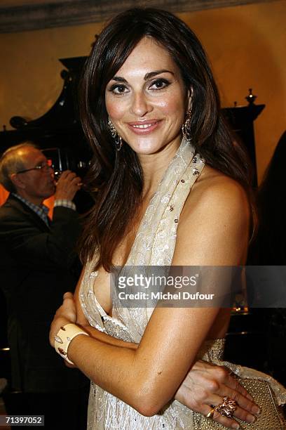Tascha Vasconcelos attends a cocktail party at the De Grisogono shop, hosted by Fawaz Gruosi on July 6, 2006 in Paris, France.