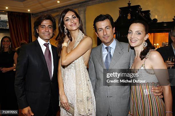 Alexandre Zouari, Tascha Vasconcelos, Alexandra Di Andia and Kyrille Karaoglan attend a cocktail party at the De Grisogono shop, hosted by Fawaz...