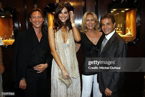 Jacques Babando, Tascha Vasconcelos, Michelle Reichenbach and Stephane Mordo attend attend a cocktail party at the De Grisogono shop, hosted by Fawaz...