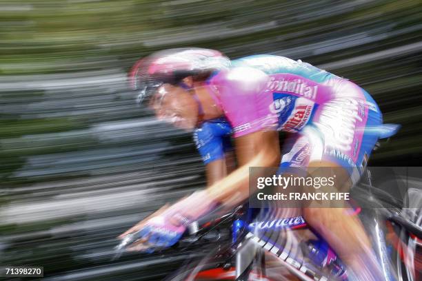 Italy's Damiano Cunego rides during the seventh stage of the 93rd Tour de France cycling race, a 52 km individual time-trial from Saint-Gregoire to...