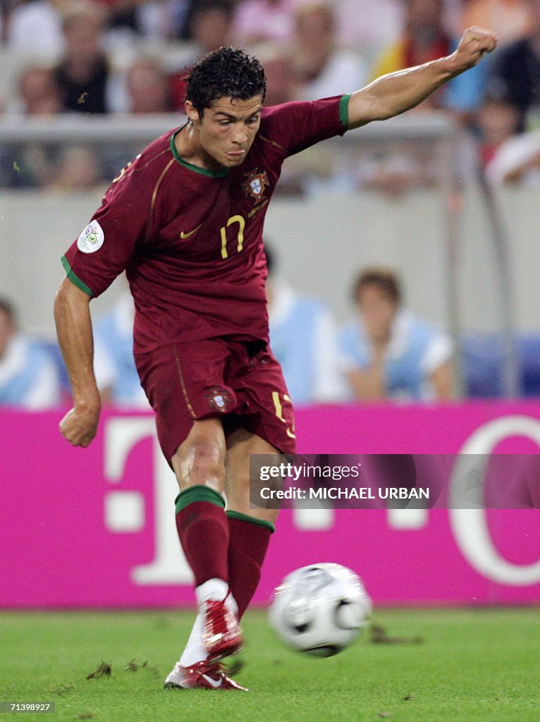 Portuguese forward Cristiano Ronaldo kic