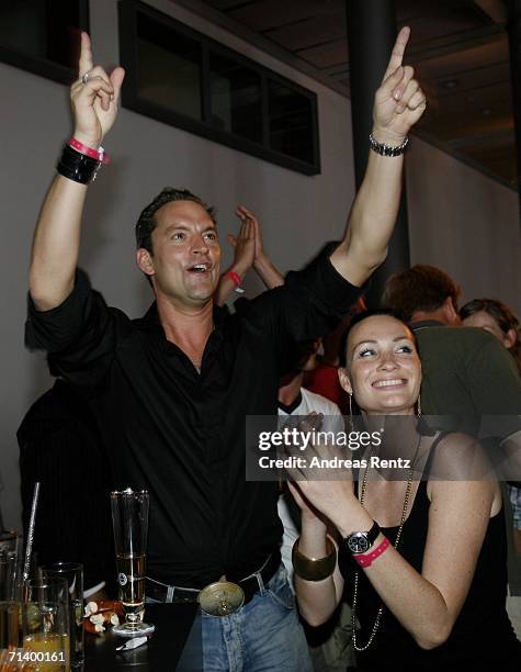 Actor Christian Kahrmann and his girlfriend Sandya Mierswa attend the the Deutsche Telekom - Final World Cup 2006 Party on July 8, 2006 in Berlin,...