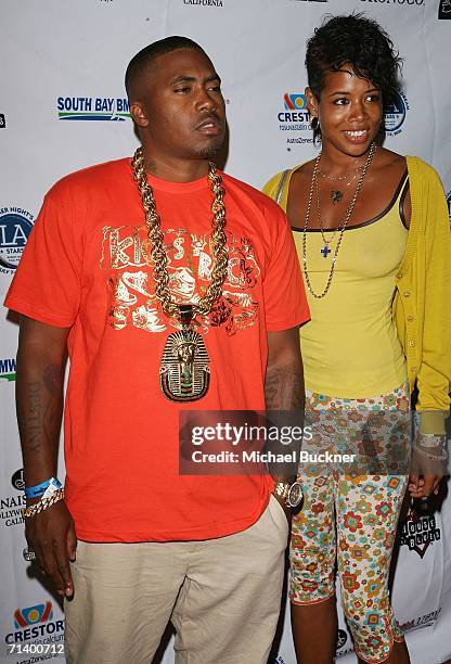 Rapper Nas and singer Kelis arrive at A Midsummer Night's Glam Jam at the House of Blues Sunset on July 8, 2006 in Los Angeles, California.