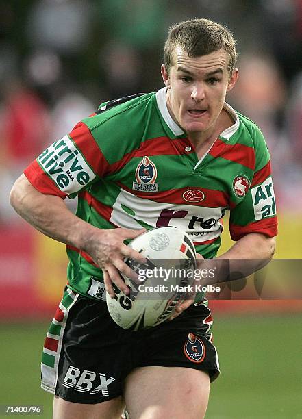 Todd Polglase of the Rabbitohs takes the ball up during the round 18 NRL match between the St.George Illawarra Dragons and the South Sydney Rabbitohs...