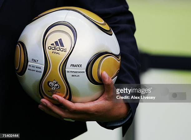 General view of the match ball prior to the FIFA World Cup Germany 2006 Final match between Italy and France at the Olympic Stadium on July 9, 2006...