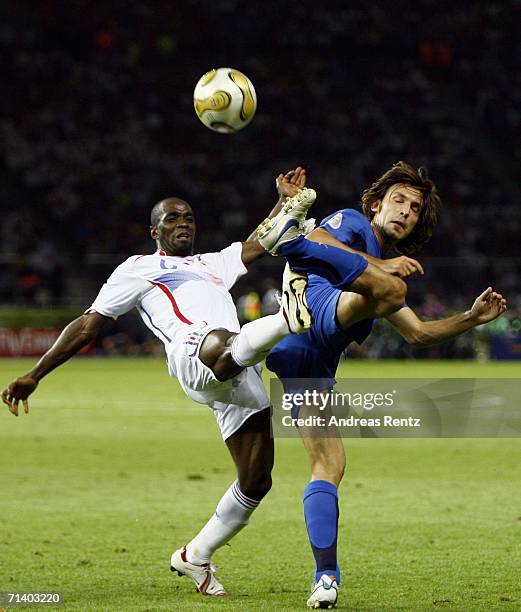 Claude Makelele of France and Andrea Pirlo of Italy compete for the ball during the FIFA World Cup Germany 2006 Final match between Italy and France...