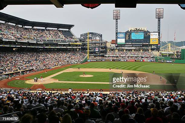 The World Team takes on the U.S.A. Team during the XM Satellite Radio All-Star Futures Game at PNC Park on July 9, 2006 in Pittsburgh, Pennsylvania.