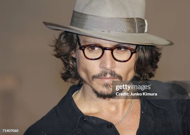 Johnny Depp attends the Tokyo Premiere of "Pirates of the Caribbean: Dead Man's Chest" on July 10, 2006 in Tokyo, Japan. The film will open on July...