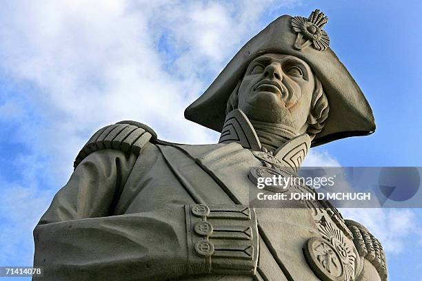 United Kingdom: The statue of Admiral Horatio Nelson is pictured in London's Trafalgar Square, 11 July 2006. Scaffolding has surrounded the monument...