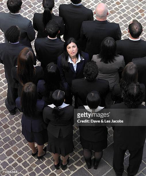 high angle view of large group of businesspeople - whistle blower stock pictures, royalty-free photos & images