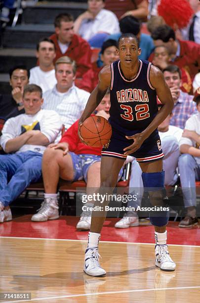 Sean Elliott of the University of Arizona Wildcats dribbles the ball during a season game in Tucson, Arizona .