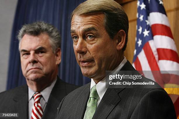 Homeland Security Committee Chairman Peter King and U.S. House of Representatives Majority Leader John Boehner hold a press conference at the Capitol...