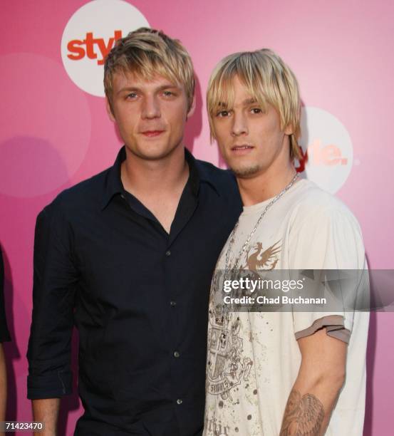 Nick Carter and Aaron Carter arrive at the Style Network Party At The Summer TCA Tour on July 11, 2006 in Pasadena, California.