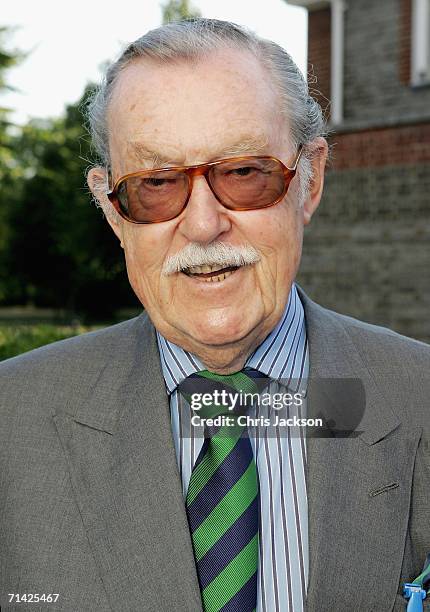 Broadcaster Alan Wicker poses for a picture at the Harper Collins summer party at the Serpentine on July 12, 2006 in London, England