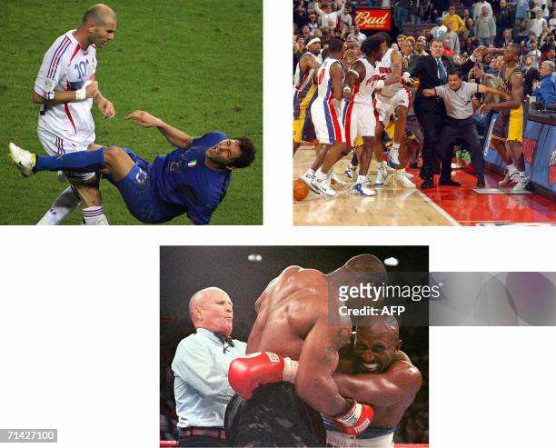 Washington, UNITED STATES: TO GO WITH AFP STORY "FOOT-MOND-2006-ZIDANE-USA" This combo shows clockwise from left, French football star Zinedine...