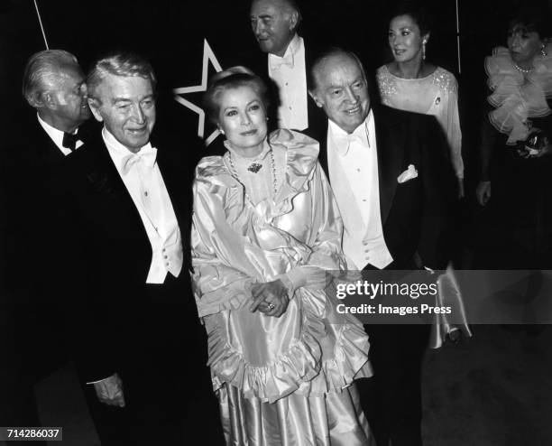 James Stewart, Grace Kelly and Bob Hope circa 1982 in New York City.