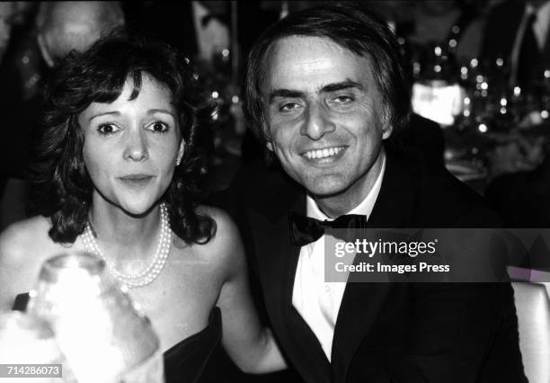 Carl Sagan and his fiance Ann Druyan at the Waldorf-Astoria circa 1980 in New York City.