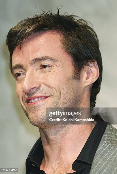 Actor Hugh Jackman attends a press conference for the premiere of the movie "X-Men: The Last Stand" on July 13, 2006 in Tokyo, Japan. The film will...