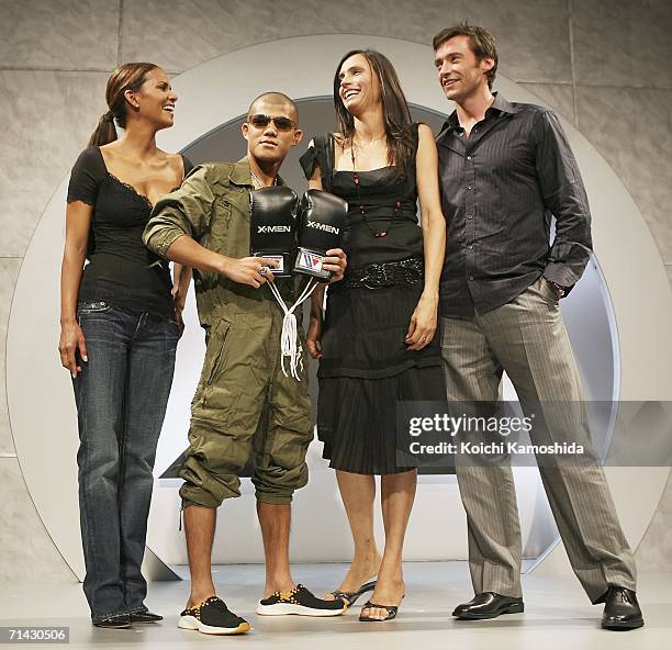Actress Halle Berry, Japanese professional boxer Kouki Kameda, actress Famke Janssen and actor Hugh Jackman attend a press conference for the...