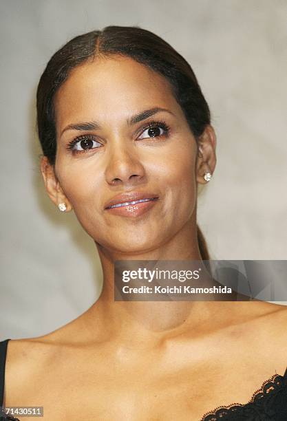 Actress Halle Berry attends a press conference for the premiere of the movie "X-Men: The Last Stand" on July 13, 2006 in Tokyo, Japan. The film will...