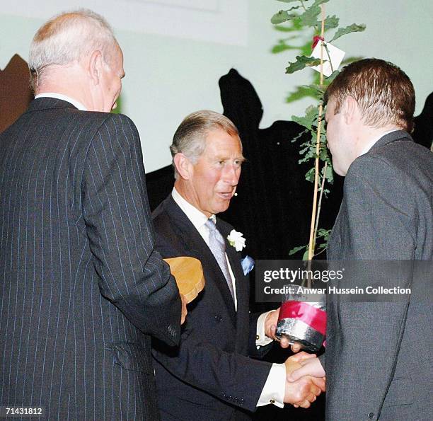 Prince Charles, Prince of Wales presents the Morgan Stanley Diversity award to Northbrook Technolgy's Bro McFerren and Andrew McCullough at the...