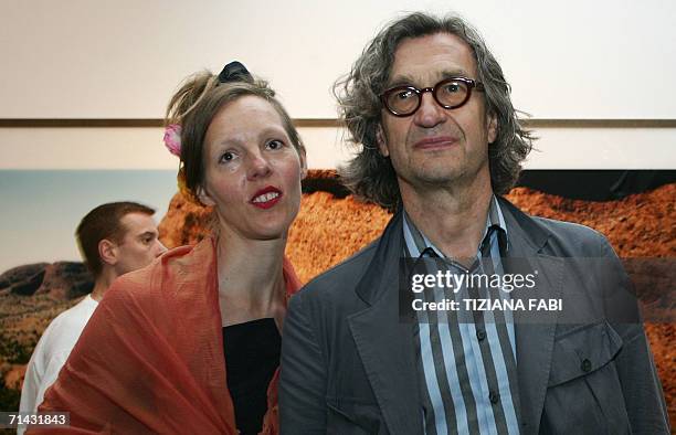 German director Wim Wenders and his wife Donata attend the opening of the his exhibition "Immagini dal pianeta terra" at the Scuderie del Quirinale...