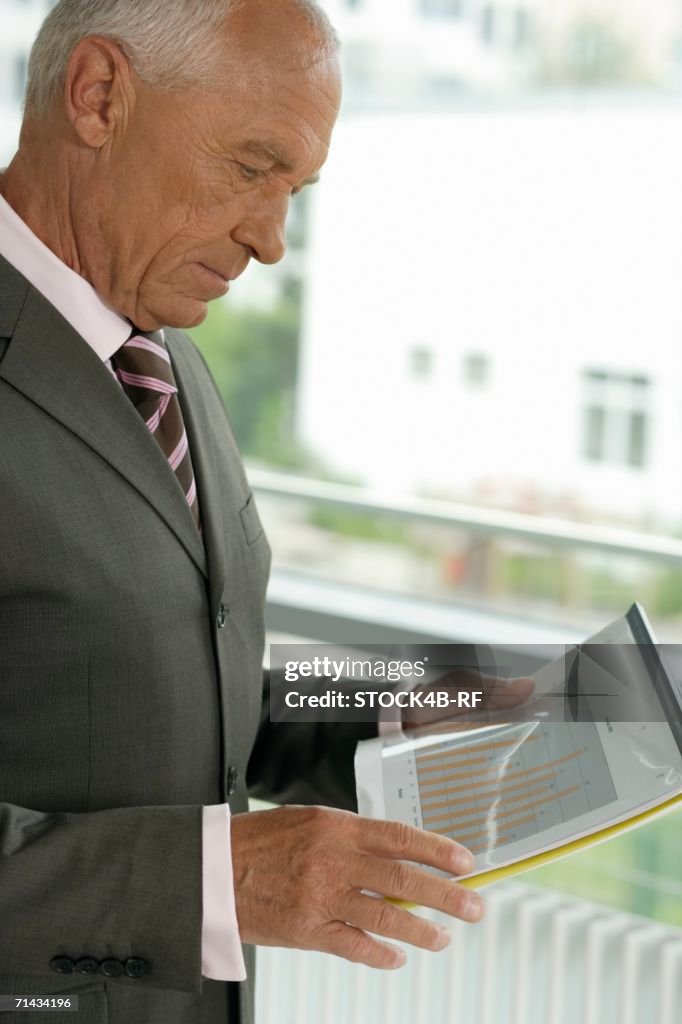 Elderly manager studying a business plan
