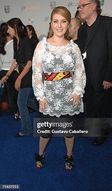 Singer Alicia Villarreal arrives at the 3rd Annual Premios Juventud Awards at the University of Miami BankUnited Center July 13, 2006 in Miami,...